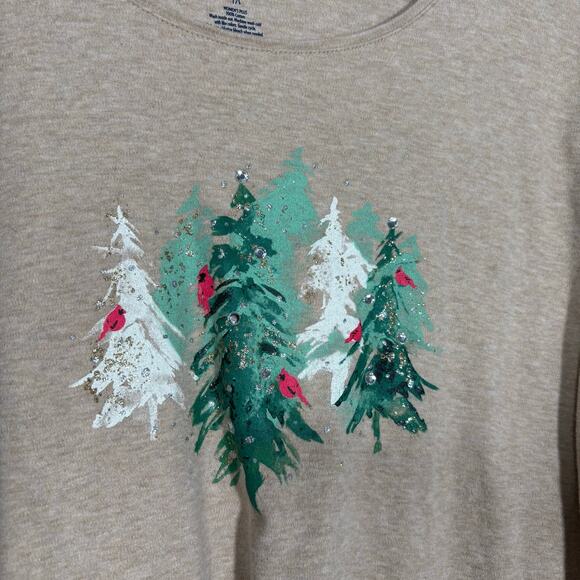 Croft & Barrow Oatmeal Holiday Trees Graphic T-Shirt - 1X - Women's Plus Size - Picture 3 of 6